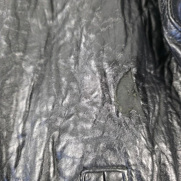 VTG DAVNUCCI Mens Black Genuine Leather Bomber Jacket PatchesXL Can fit 2XL